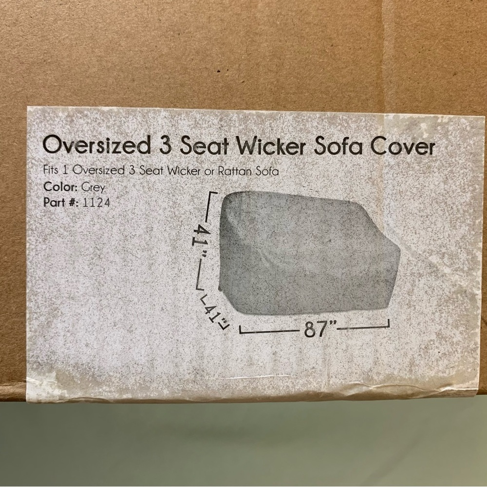 Oversized 3 Seat Wicker Sofa Cover - Grey